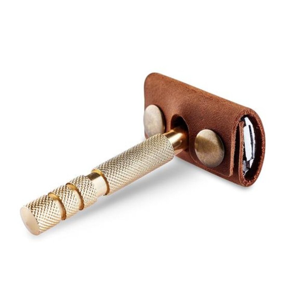 Safety Razor Head Protecting Leather Cover, Genuine Cowhide Leather Double Edge - Picture 2 of 7